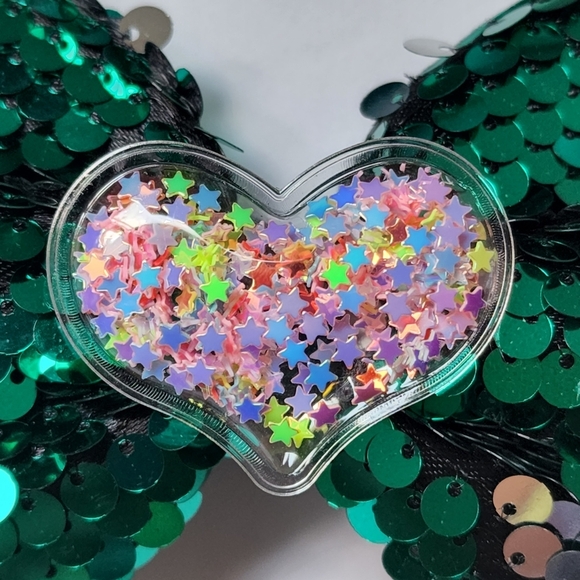 2 Girl's Mermaid Flip Sequin Green Hair Bow Clips New - Picture 3 of 5